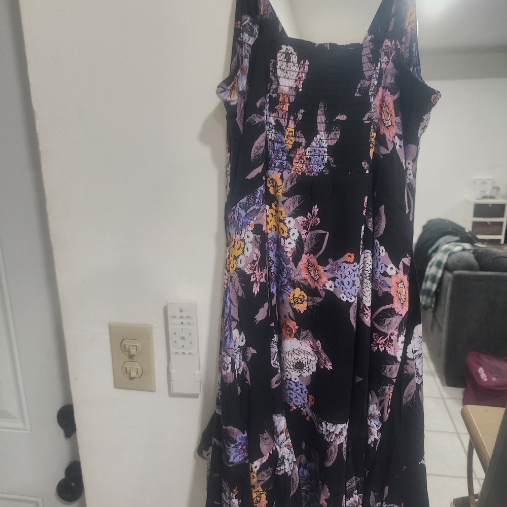 Free People Black Floral Mini Wrap Dress NWT - Picture 9 of 9